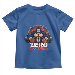 Zero Excuses Toddler T Shirt Gorilla Fitness Lover Gift TS12 Royal Blue Print Your Wear