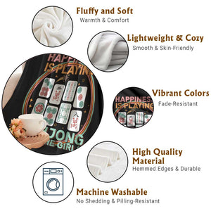 Happiness Is Playing Mahjong With The Girls Throw Blanket Mahjong Time TS12 Print Your Wear