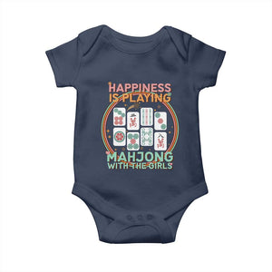 Happiness Is Playing Mahjong With The Girls Baby Onesie Mahjong Time TS12 Navy Print Your Wear