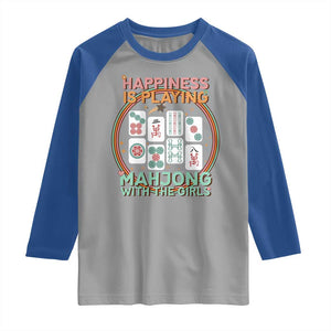Happiness Is Playing Mahjong With The Girls Raglan Shirt Mahjong Time TS12 Sport Gray Royal Print Your Wear