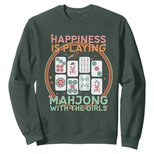 Happiness Is Playing Mahjong With The Girls Sweatshirt Mahjong Time TS12 Dark Forest Green Print Your Wear