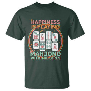 Happiness Is Playing Mahjong With The Girls T Shirt Mahjong Time TS12 Dark Forest Green Print Your Wear