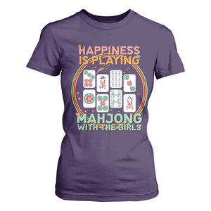 Happiness Is Playing Mahjong With The Girls T Shirt For Women Mahjong Time TS12 Purple Print Your Wear