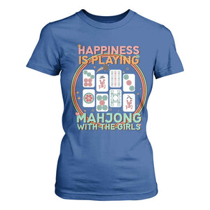 Happiness Is Playing Mahjong With The Girls T Shirt For Women Mahjong Time TS12 Royal Blue Print Your Wear