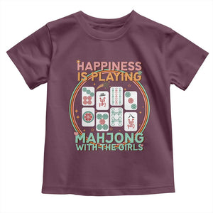 Happiness Is Playing Mahjong With The Girls Toddler T Shirt Mahjong Time TS12 Maroon Print Your Wear