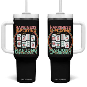 Happiness Is Playing Mahjong With The Girls Tumbler With Handle Mahjong Time TS12 One Size: 40 oz Black Print Your Wear