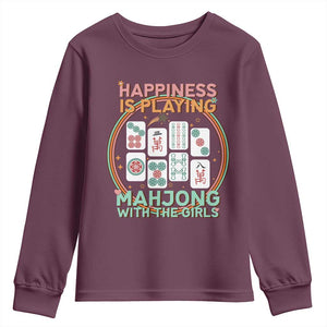 Happiness Is Playing Mahjong With The Girls Youth Sweatshirt Mahjong Time TS12 Maroon Print Your Wear