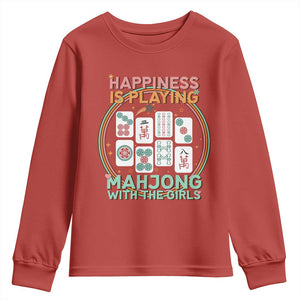 Happiness Is Playing Mahjong With The Girls Youth Sweatshirt Mahjong Time TS12 Red Print Your Wear