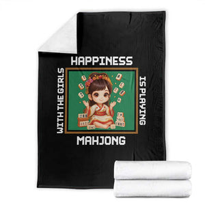 Gambling Chinese Gift Throw Blanket Happiness Is Playing Mahjong With The Girls TS12 Black Print Your Wear