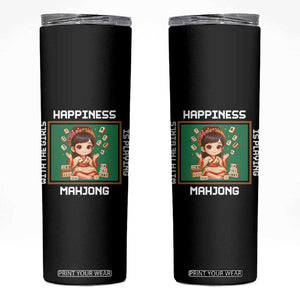 Gambling Chinese Gift Skinny Tumbler Happiness Is Playing Mahjong With The Girls TS12 Black Print Your Wear