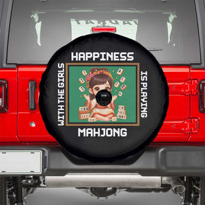 Gambling Chinese Gift Spare Tire Cover Happiness Is Playing Mahjong With The Girls TS12 Black Print Your Wear