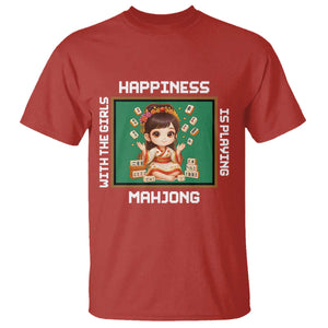 Gambling Chinese Gift T Shirt Happiness Is Playing Mahjong With The Girls TS12 Red Print Your Wear