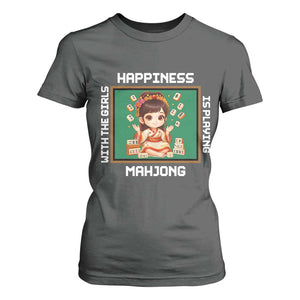 Gambling Chinese Gift T Shirt For Women Happiness Is Playing Mahjong With The Girls TS12 Dark Heather Print Your Wear