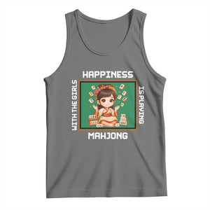 Gambling Chinese Gift Tank Top Happiness Is Playing Mahjong With The Girls TS12 Black Heather Print Your Wear