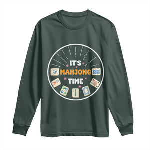 It Is Mahjong Time Long Sleeve Shirt Gambling Chinese Gift TS12 Dark Forest Green Print Your Wear