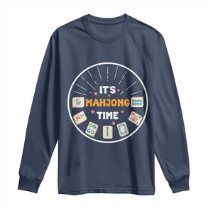 It Is Mahjong Time Long Sleeve Shirt Gambling Chinese Gift TS12 Navy Print Your Wear