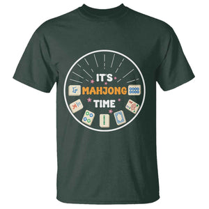 It Is Mahjong Time T Shirt Gambling Chinese Gift TS12 Dark Forest Green Print Your Wear