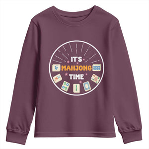 It Is Mahjong Time Youth Sweatshirt Gambling Chinese Gift TS12 Maroon Print Your Wear