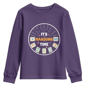 It Is Mahjong Time Youth Sweatshirt Gambling Chinese Gift TS12 Purple Print Your Wear