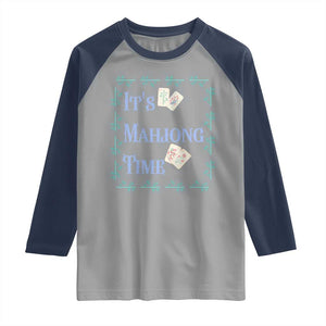 Mahjong Gift Raglan Shirt It Is Mahjong Time For Players TS12 Sport Gray Navy Print Your Wear