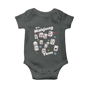 It Is Mahjong Time Baby Onesie Mahjong Lover Gift TS12 Dark Heather Print Your Wear