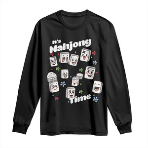 It Is Mahjong Time Long Sleeve Shirt Mahjong Lover Gift TS12 Black Print Your Wear