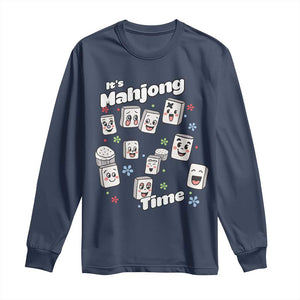 It Is Mahjong Time Long Sleeve Shirt Mahjong Lover Gift TS12 Navy Print Your Wear