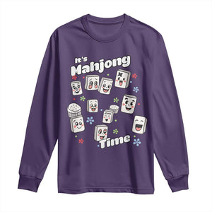 It Is Mahjong Time Long Sleeve Shirt Mahjong Lover Gift TS12 Purple Print Your Wear