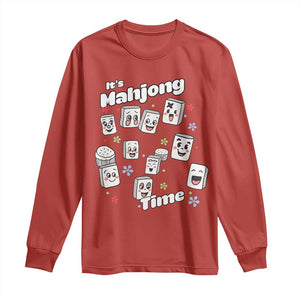It Is Mahjong Time Long Sleeve Shirt Mahjong Lover Gift TS12 Red Print Your Wear