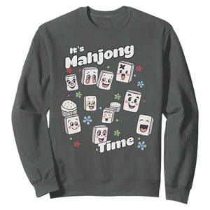 It Is Mahjong Time Sweatshirt Mahjong Lover Gift TS12 Dark Heather Print Your Wear