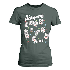 It Is Mahjong Time T Shirt For Women Mahjong Lover Gift TS12 Dark Forest Green Print Your Wear
