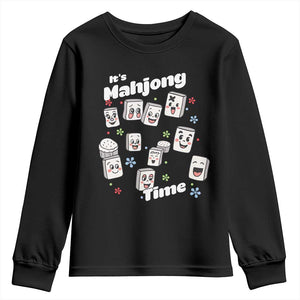 It Is Mahjong Time Youth Sweatshirt Mahjong Lover Gift TS12 Black Print Your Wear