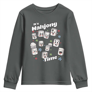 It Is Mahjong Time Youth Sweatshirt Mahjong Lover Gift TS12 Dark Heather Print Your Wear