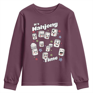It Is Mahjong Time Youth Sweatshirt Mahjong Lover Gift TS12 Maroon Print Your Wear