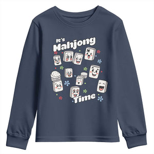It Is Mahjong Time Youth Sweatshirt Mahjong Lover Gift TS12 Navy Print Your Wear
