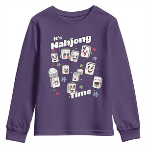 It Is Mahjong Time Youth Sweatshirt Mahjong Lover Gift TS12 Purple Print Your Wear