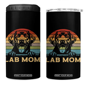Lab Mom 4 in 1 Can Cooler Tumbler Retro Sunset Dog Mom Gift TS12 One Size: 16 oz Black Print Your Wear