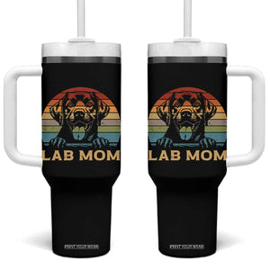 Lab Mom Tumbler With Handle Retro Sunset Dog Mom Gift TS12 One Size: 40 oz Black Print Your Wear