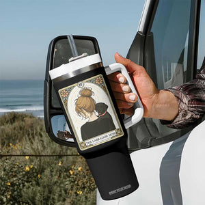 Black Labrador Mom Tumbler With Handle Funny Tarot Card Dog Lover Gift TS12 Print Your Wear