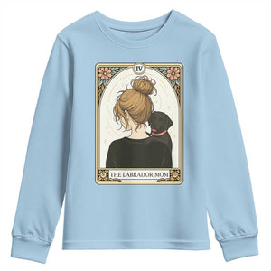 Black Labrador Mom Youth Sweatshirt Funny Tarot Card Dog Lover Gift TS12 Light Blue Print Your Wear