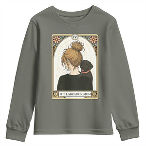 Black Labrador Mom Youth Sweatshirt Funny Tarot Card Dog Lover Gift TS12 Military Green Print Your Wear