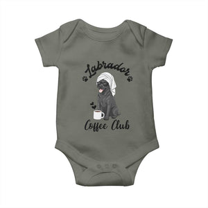 Labrador Coffee Club Baby Onesie Funny Dog Lover Gift TS12 Military Green Print Your Wear