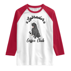Labrador Coffee Club Raglan Shirt Funny Dog Lover Gift TS12 White Red Print Your Wear