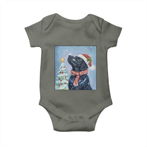 Cute Black Lab Christmas Baby Onesie Holiday Dog Lover Gift Idea TS12 Military Green Print Your Wear