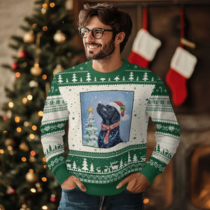 Cute Black Lab Xmas Ugly Christmas Sweater Holiday Dog Lover Gift Idea TS12 Beige Green Print Your Wear