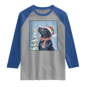 Cute Black Lab Christmas Raglan Shirt Holiday Dog Lover Gift Idea TS12 Sport Gray Royal Print Your Wear