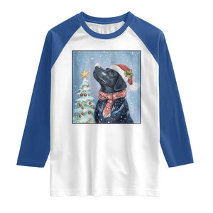 Cute Black Lab Christmas Raglan Shirt Holiday Dog Lover Gift Idea TS12 White Royal Print Your Wear