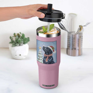 Cute Black Lab Christmas Flip Straw Tumbler Holiday Dog Lover Gift Idea TS12 One Size: 30 oz Light Pink Print Your Wear