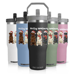 Funny Merry Woofmas Flip Straw Tumbler Labrador Funny Christmas Dog Lover Gift TS12 Print Your Wear