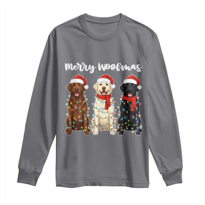 Funny Merry Woofmas Long Sleeve Shirt Labrador Funny Christmas Dog Lover Gift TS12 Charcoal Print Your Wear